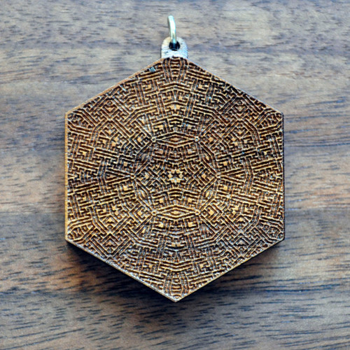 LaserTrees Sacred Star Sayagata Hardwood Pendant
