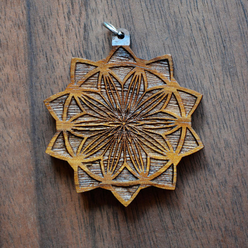 LaserTrees Sacred Tribal Sun Hardwood Pendant