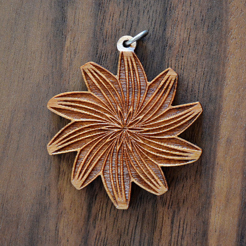 LaserTrees Spiral Star Hardwood Pendant