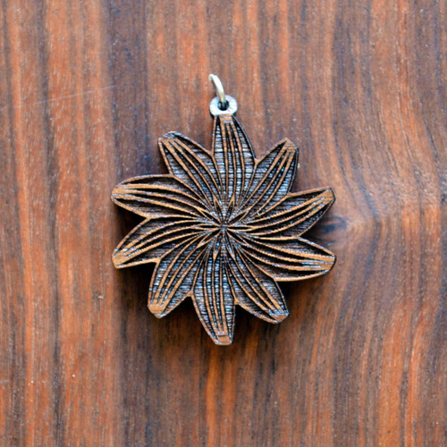 LaserTrees Spiral Star Hardwood Pendant