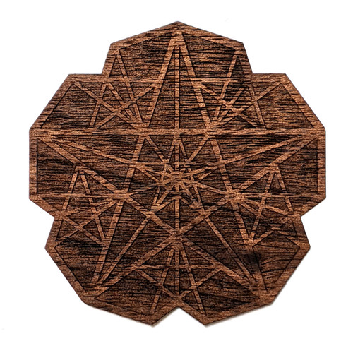 LaserTrees Pentagram Five Sided Star Fractal Hardwood Sticker