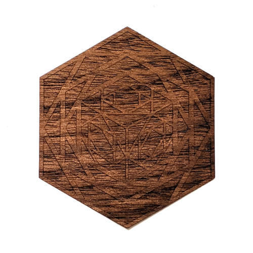 LaserTrees Cube Hexagon Hardwood Veneer Sticker