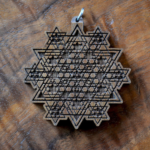 LaserTrees Tetrahedron Galaxy Hardwood Pendant