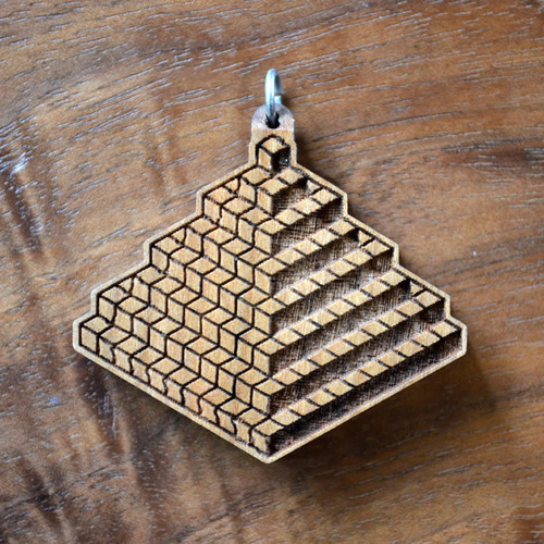 Cube Pyramid Hardwood Pendant by LaserTrees | Handcrafted Sacred Geometry