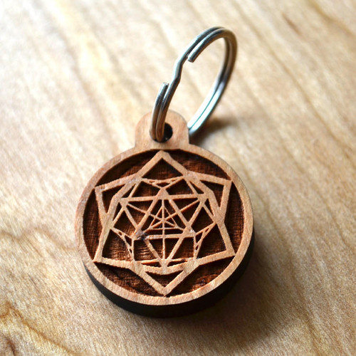 Tetrahedron Shield Hardwood Keychain by LaserTrees | Sustainable Geometric Gift