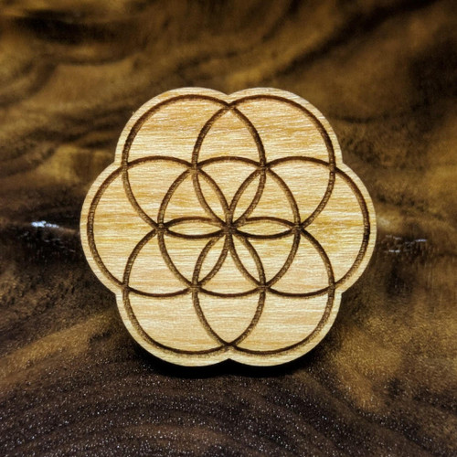 Seed of Life Hardwood Hat Pin by LaserTrees | Sustainable Geometric Gift
