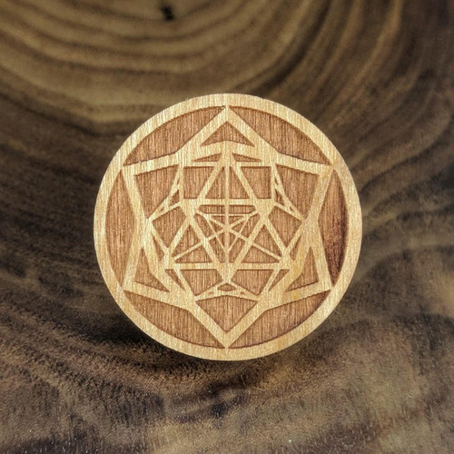 LaserTrees Tetrahedron Shield Hardwood Hat Pin 