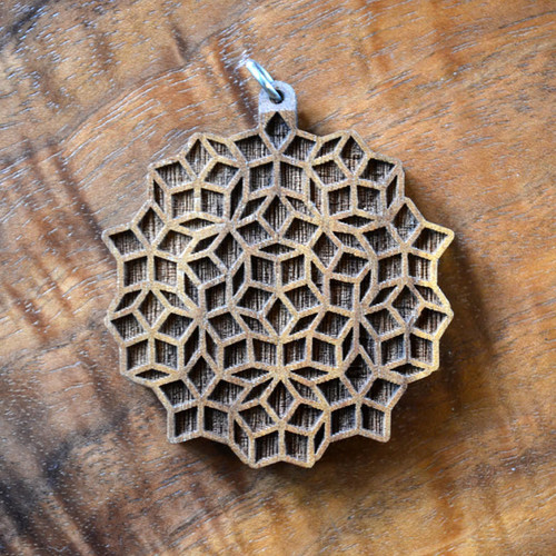 LaserTrees Star Flower Hardwood Pendant