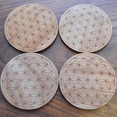 LaserTrees Flower of Life Drink Coasters - Set of 4