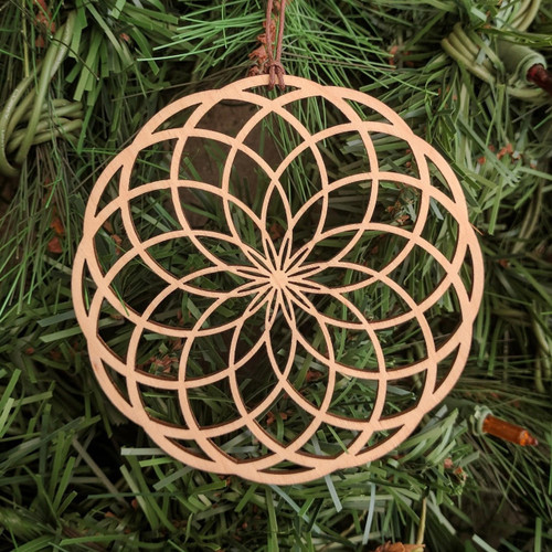 LaserTrees Tube Torus Holiday Ornament - Sacred Geometry - Laser Cut Wood 