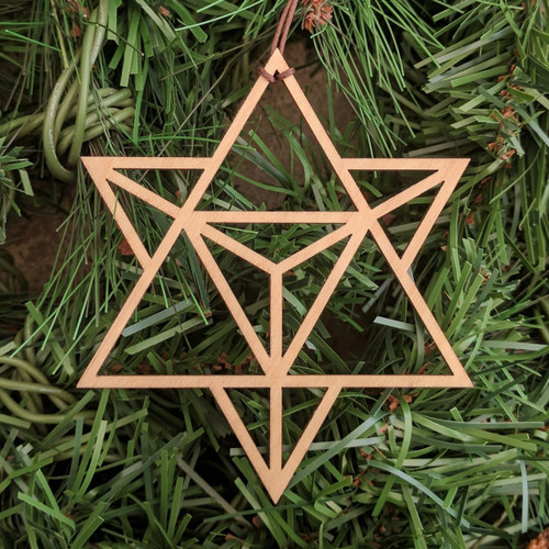 Star Tetrahedron Holiday Ornament - Sacred Geometry - Laser Cut Wood by LaserTrees | Intricate Home Accents