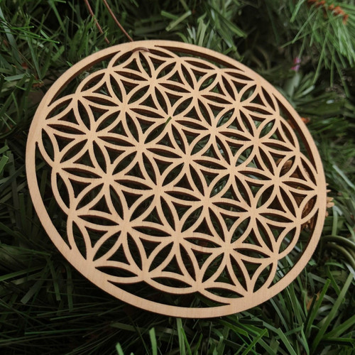 LaserTrees Flower of Life Holiday Ornament - Sacred Geometry - Laser Cut Wood