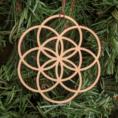LaserTrees Seed of Life Holiday Ornament - Sacred Geometry - Laser Cut Wood 