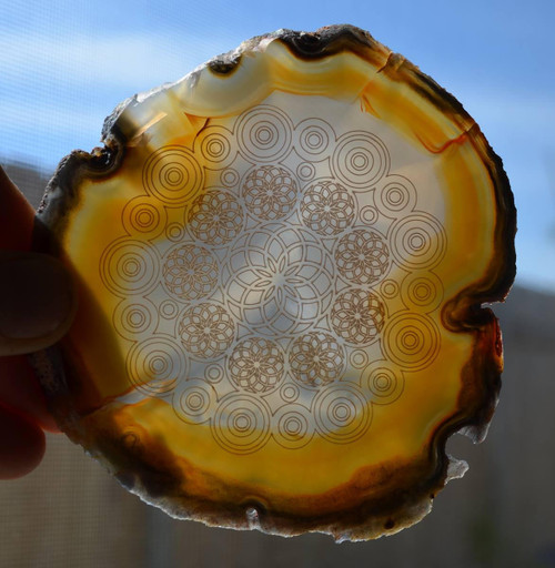 LaserTrees Torus Dreamcatcher Grid Design - Laser Engraved Agate