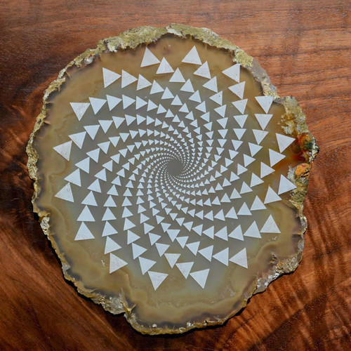 Organic Spiral Vortex Design - Laser Engraved Agate by LaserTrees | Gemstone Metaphysical Art