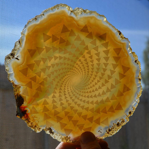 LaserTrees Organic Spiral Vortex Design - Laser Engraved Agate