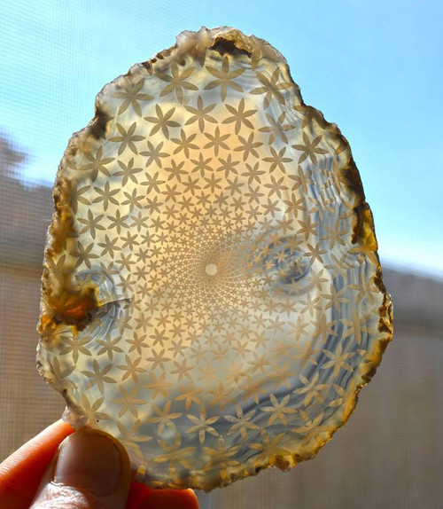 LaserTrees Flower Vortex Design - Laser Engraved Agate