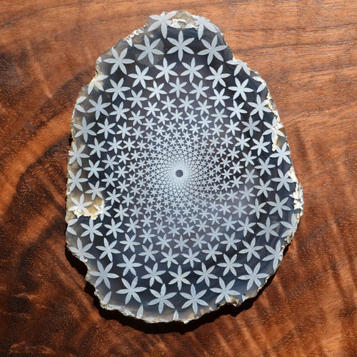 Flower Vortex Design - Laser Engraved Agate by LaserTrees | Gemstone Metaphysical Art