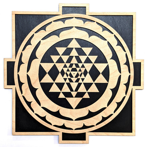 Sri Yantra Mandala Wall Art by LaserTrees | Sacred Geometry Wall Decor