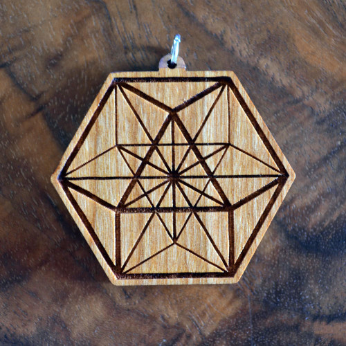 Vector Equilibrium Hardwood Pendant by LaserTrees | Handcrafted Sacred Geometry