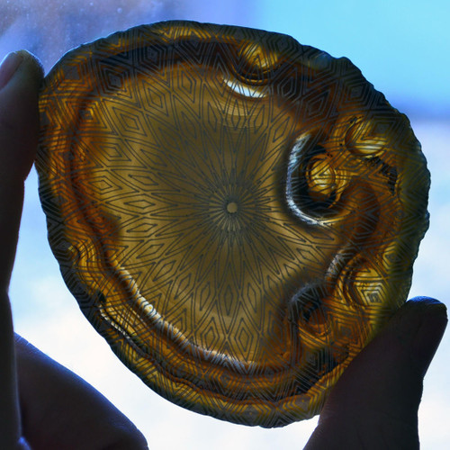 LaserTrees Elaborate Torus Flower Linework - Laser Engraved Agate 