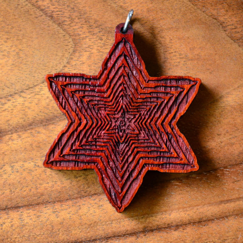 LaserTrees Cosmic Fractal Star Hardwood Pendant