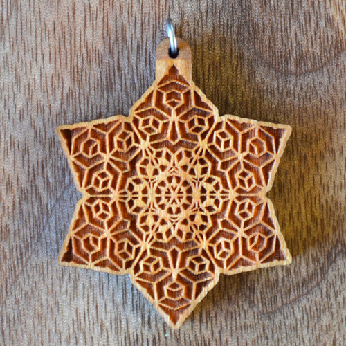 LaserTrees Cube Star Hardwood Pendant