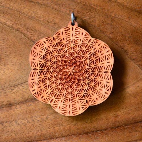 LaserTrees Flower of Life Mandala Fade Hardwood Pendant