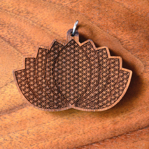 LaserTrees Lotus Flower of Life Hardwood Pendant