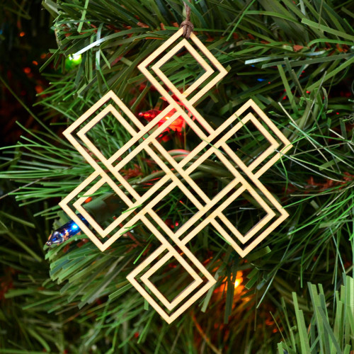 LaserTrees Endless Knot Ornament - Sacred Geometry - Laser Cut Wood 