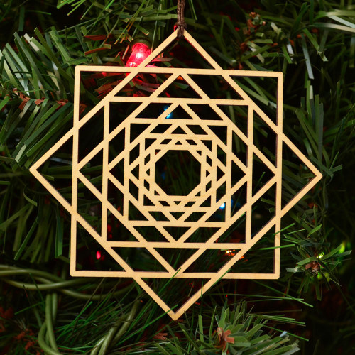 LaserTrees 8 Sided Star Fractal Ornament - Sacred Geometry - Laser Cut Wood 