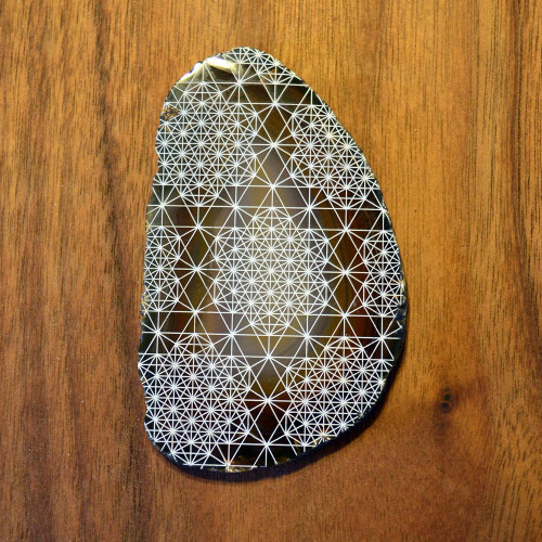LaserTrees 64 Sided Tetrahedron Grid - Laser Engraved Agate 