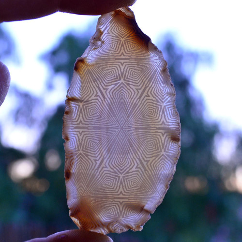 LaserTrees Hexatron Grid - Laser Engraved Agate - Design by Rooz Kashani
