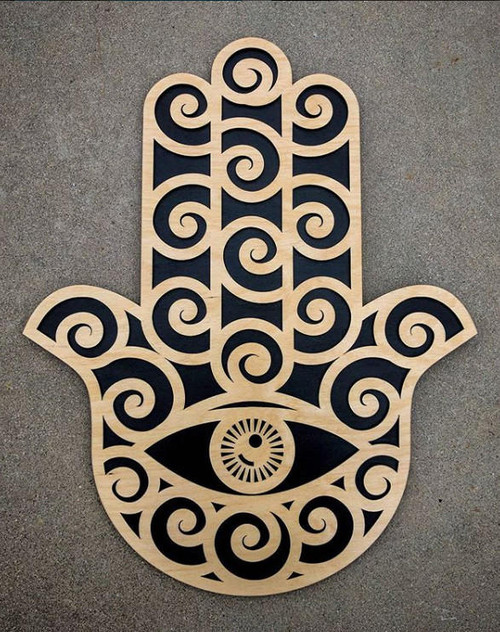 LaserTrees Hamsa Spiral Wall Art