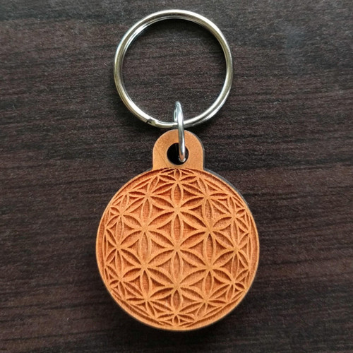 LaserTrees Flower of Life Orb Hardwood Keychain 