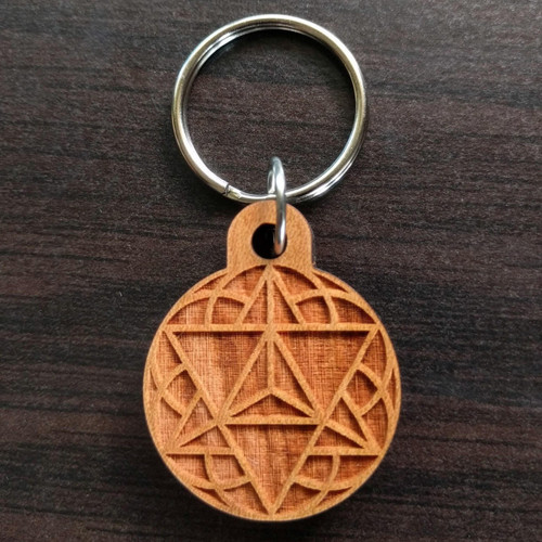 Star Tetrahedron Seed of Life Hardwood Keychain by LaserTrees | Sustainable Geometric Gift