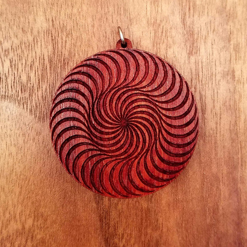 LaserTrees Double Circle Spiral Hardwood Pendant