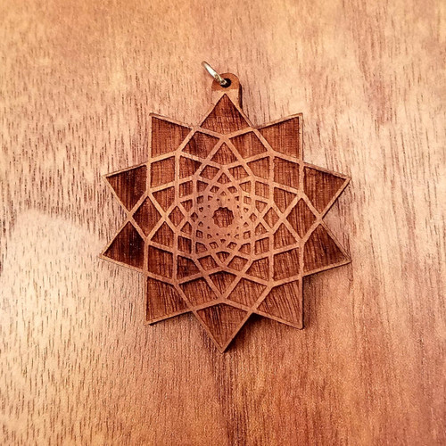 LaserTrees Ten Sided Star Fractal Hardwood Pendant