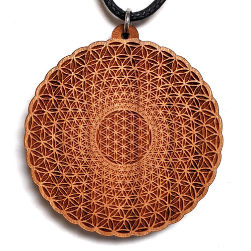 Flower of Life Phi Vortex Hardwood Pendant by LaserTrees | Handcrafted Sacred Geometry
