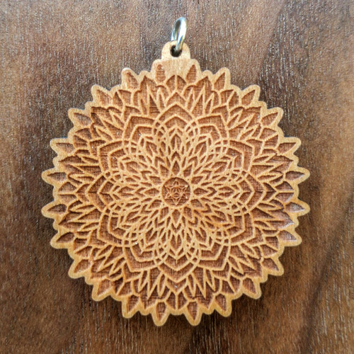 LaserTrees Merkaba Flower Hardwood Pendant by Corey Divine 