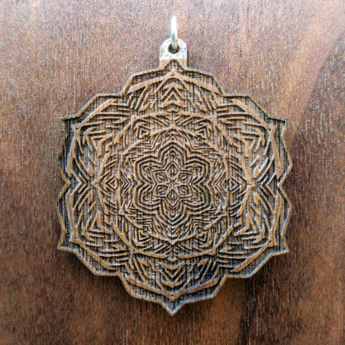 LaserTrees Divine Mandala Hardwood Pendant by Corey Divine