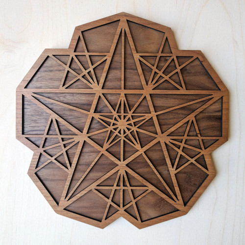 LaserTrees Five Sided Star Pentagram Fractal Two Layer Wall Art 