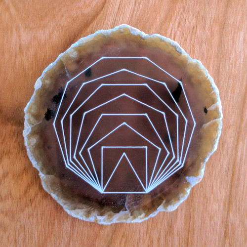 Polygon Fractal - Laser Engraved Agate by LaserTrees | Gemstone Metaphysical Art