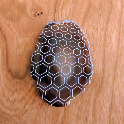 Hexagon Perspective Warp Linework - Laser Engraved Agate by LaserTrees | Gemstone Metaphysical Art