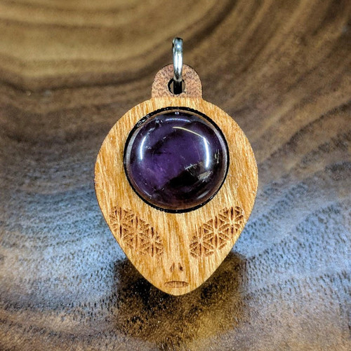 LaserTrees Sacred Geometry Alien Hardwood Pendant 