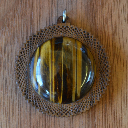 LaserTrees Square Vortex 2 Hardwood 30mm Gemstone Pendant 