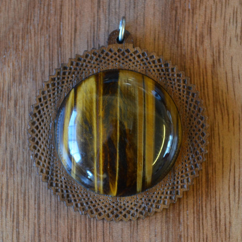 LaserTrees Square Vortex 2 Hardwood 30mm Gemstone Pendant