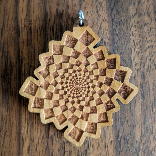 Phi Checker Hardwood Pendant by LaserTrees | Handcrafted Sacred Geometry