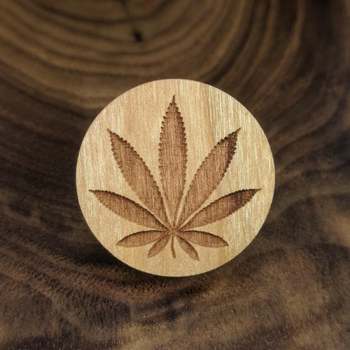 Hemp Leaf Hardwood Hat Pin by LaserTrees | Collectible Wood Pin