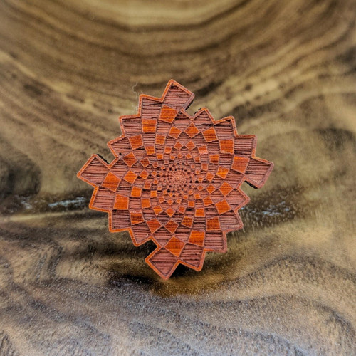 LaserTrees Phi Checker Hardwood Hat Pin